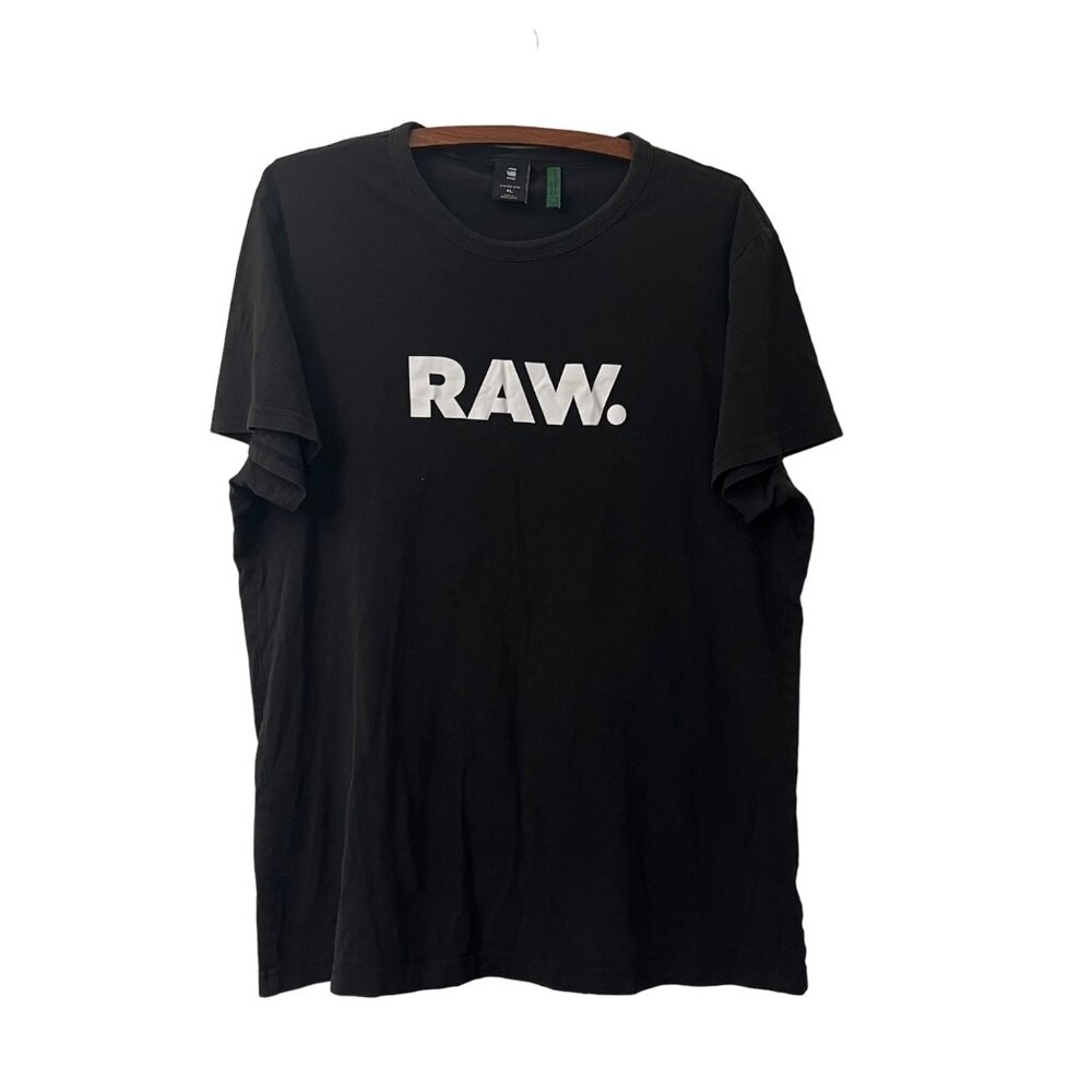 G Star Raw Logo Front Short Sleeve Black T Shirt Mens Size XLarge